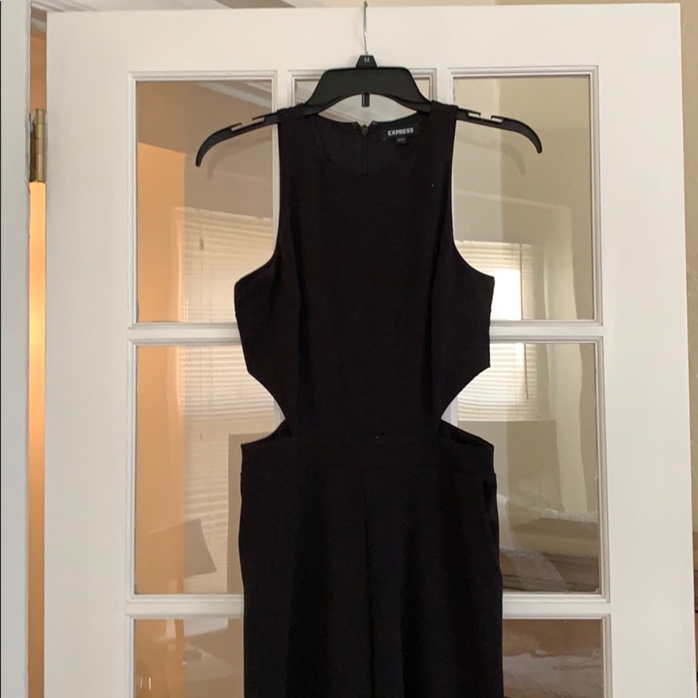 Black side cutout jumpsuit